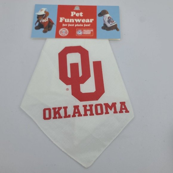 Oklahoma University Sooners LOGO Dog Bandana Up to 25" Tie-on Pet Funwear NWT - Picture 1 of 3
